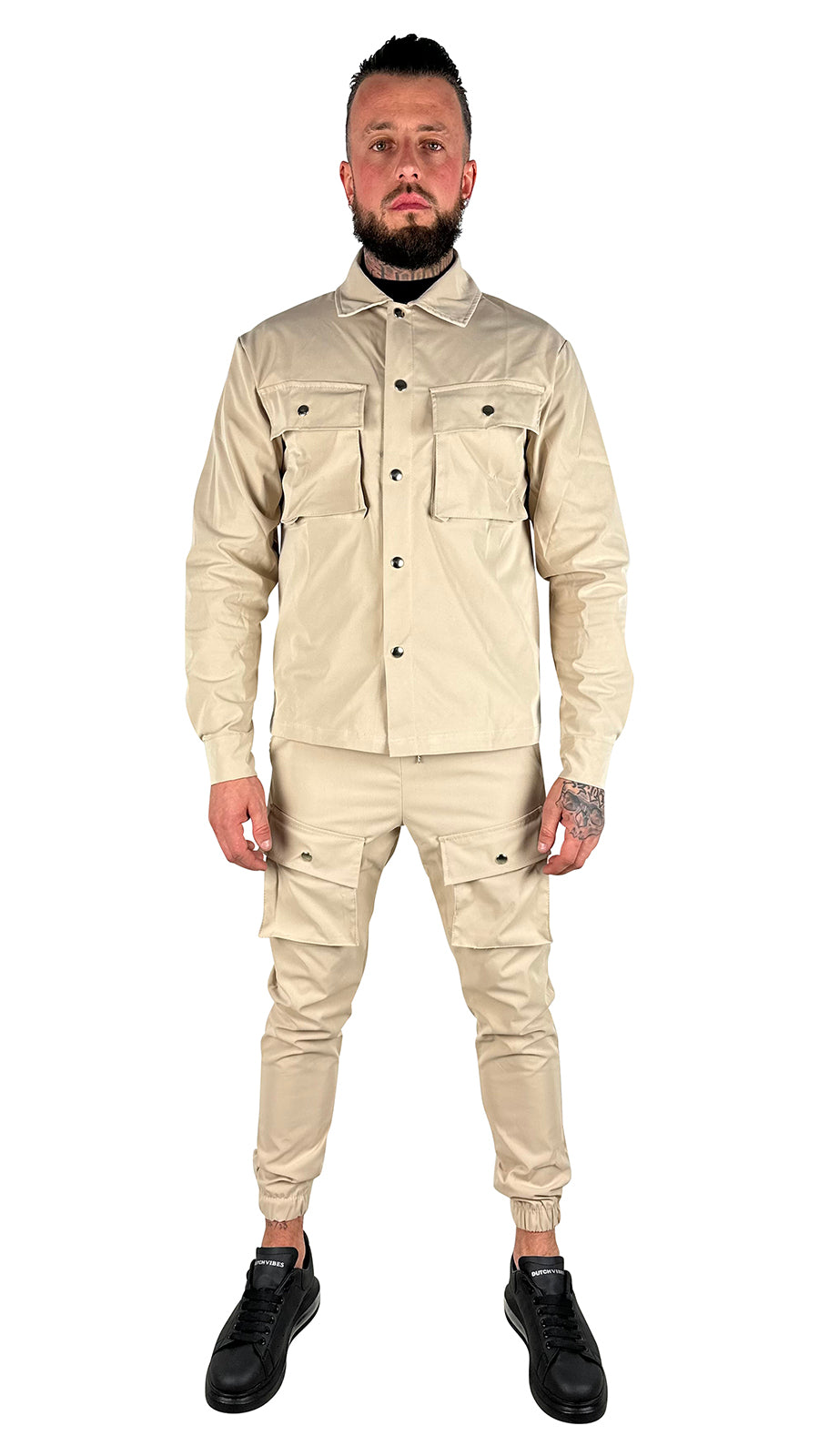 THE MIKES CARGO TRACK SUIT - BEIGE