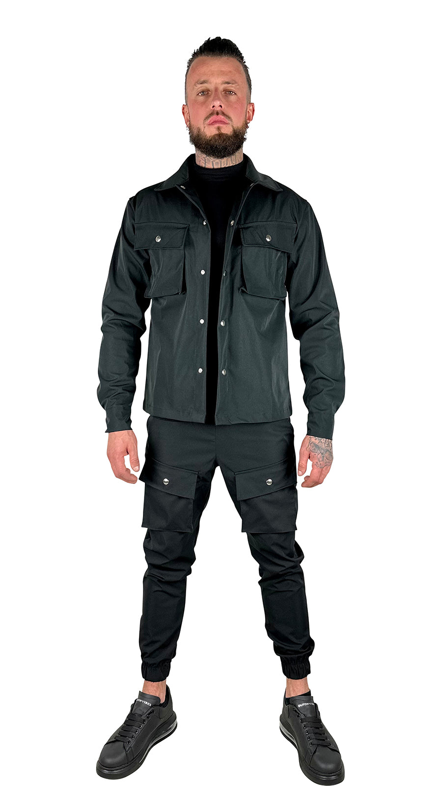 THE MIKES CARGO TRACK SUIT - BLACK