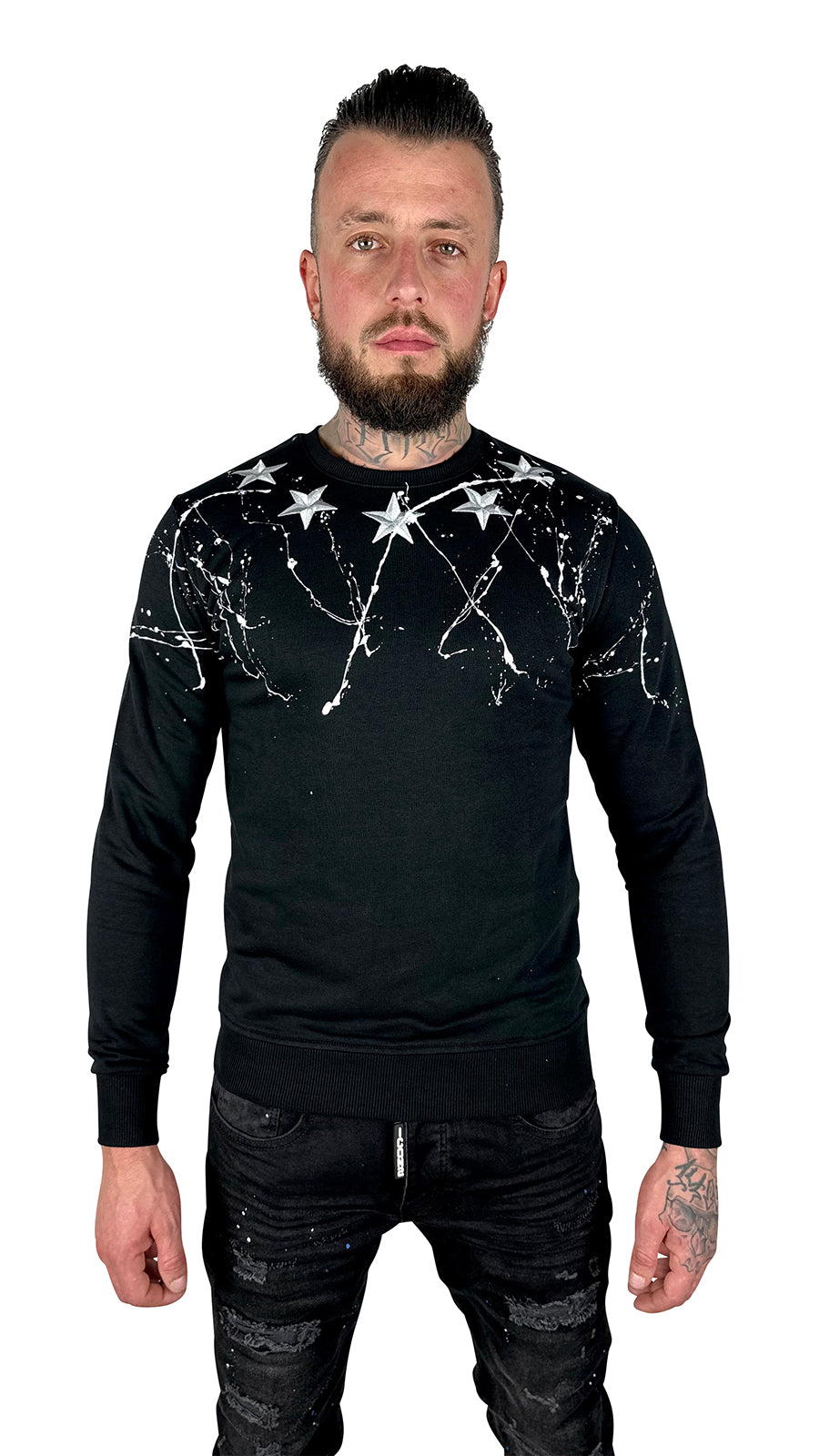 THE MIKES STAR SWEATER - BLACK&amp;WHITE